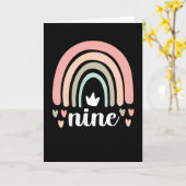 9誕生日ボホレインボーパーティーキッズ9歳 カード (黄色い花)