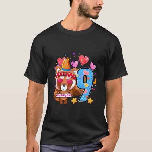 9誕生日レッドパンダ動物園9歳おもしろい Tシャツ (正面)