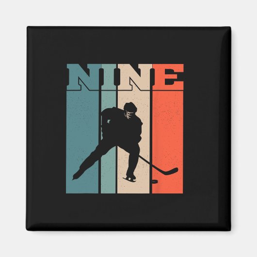 9誕生日レトロアイスホッケー9歳ボーイガール マグネット (正面)