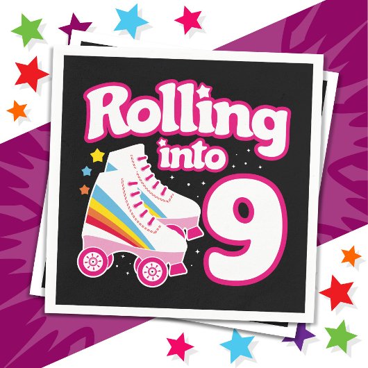 9誕生日ローラースケートで滑る9歳スケートボール スタンダードカクテルナプキン