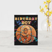 9誕生日少年9歳バスケットボールプレイ カード (黄色い花)