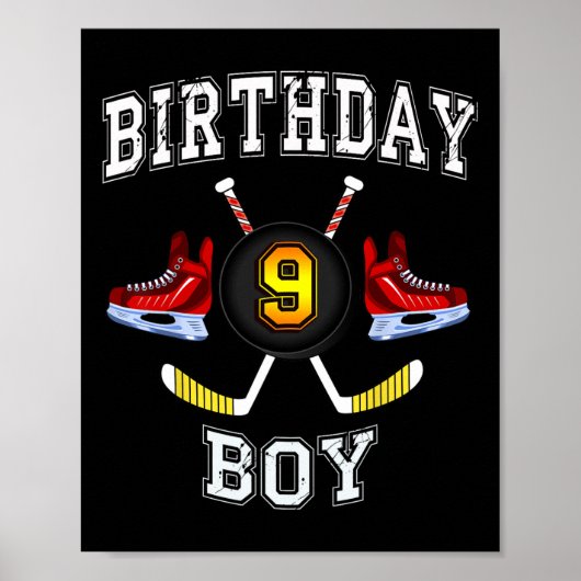 9誕生日少年 – アイスホッケー9歳の少年 ポスター (正面)