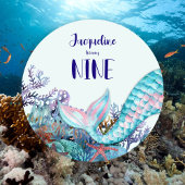 9誕生日水彩海底人魚 招待状