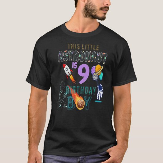 9誕生日誕生日ボーイ宇宙飛行士9歳 Tシャツ (正面)