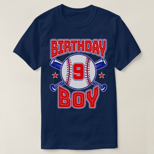 9誕生日野球大会番号9歳B Tシャツ (デザイン正面)
