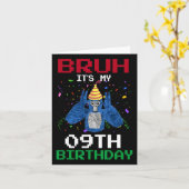 9誕生日9歳のGorillaビデオおもしろいGa カード (黄色い花)