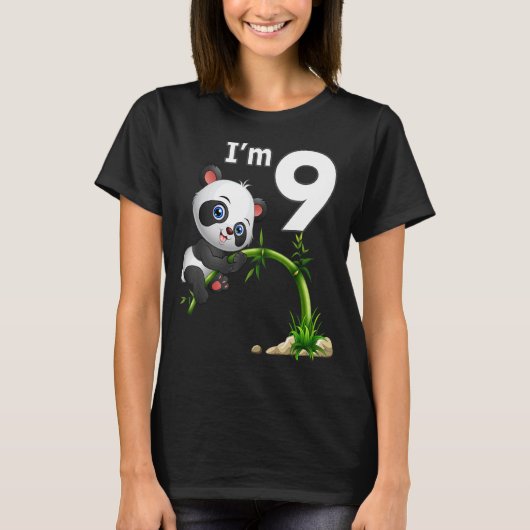 9誕生日9歳パーティー動物パンダ2 Tシャツ (正面)