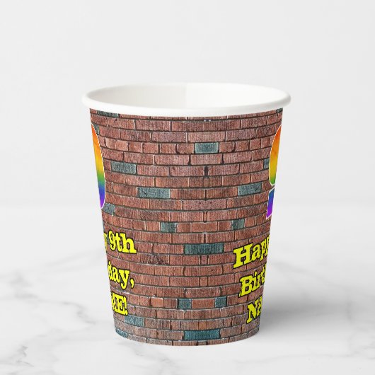 9誕生日:おもしろいグラフィティインスパイアレインボー9 紙コップ (左)