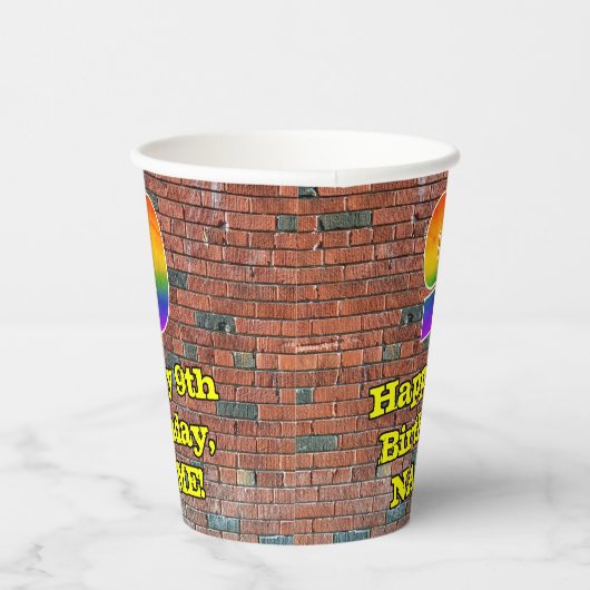 9誕生日:おもしろいグラフィティインスパイアレインボー9 紙コップ (右)