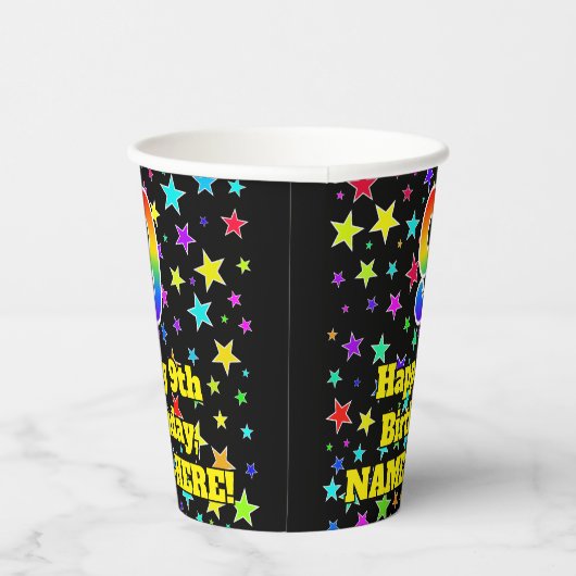 9誕生日:おもしろいスターズパターンと虹9 紙コップ (右)