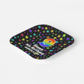 9誕生日:おもしろいスター柄と虹「9」 ペーパープレート (傾斜あり)