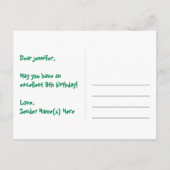 9誕生日:おもしろいハートパターン、レインボー9 ポストカード (裏面)