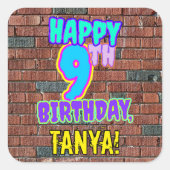 9誕生日-おもしろい、アーバングラフィティインスパイアルック スクエアシール (正面)