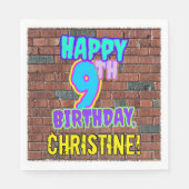 9誕生日~おもしろい、アーバングラフィティインスパイアルック スタンダードランチョンナプキン (正面)