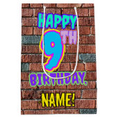 9誕生日:おもしろい、アーバングラフィティインスパイアルック ミディアムペーパーバッグ (裏面)