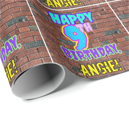 9誕生日:おもしろい、アーバングラフィティインスパイアルック ラッピングペーパー (ロールコーナー)