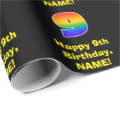 9誕生日:おもしろい、カラフルレインボーインスパイア# 9 ラッピングペーパー (ロールコーナー)