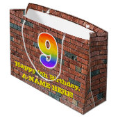 9誕生日:おもしろい、グラフィインスパイアティ・レインボー# 9 ラージペーパーバッグ (裏面アングル)