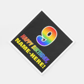 9誕生日:はっきりした,おもしろい,シンプルレインボー9 スタンダードランチョンナプキン (角)