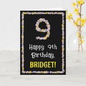 9誕生日:フローラ花数名前をカスタムする カード (黄色い花)