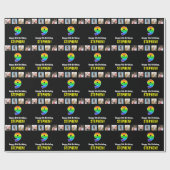 9誕生日:レインボー「9」;写真カスタムと名前 ラッピングペーパー (フラット)