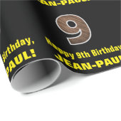 9誕生日:名前フェイク&木目パターン「9」 ラッピングペーパー (ロールコーナー)