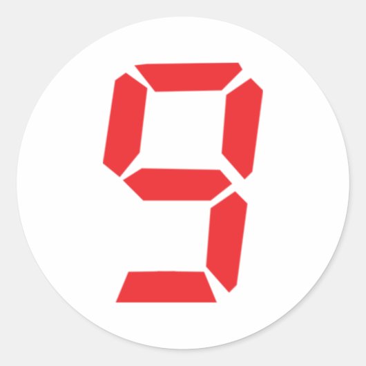 9赤い目覚まし時計デジタル番号 ラウンドシール (正面)