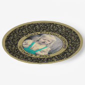 90あなたの写真の乱数パターンブラック/金ゴールド ペーパープレート (アングル)