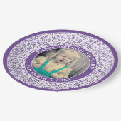 90あなたの写真の乱数パターン紫/白 ペーパープレート (アングル)