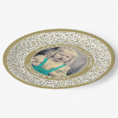 90あなたの写真の乱数パターン金ゴールド/白 ペーパープレート (アングル)