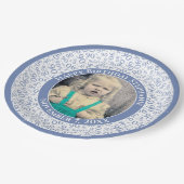 90あなたの写真の乱数パターン青/白 ペーパープレート (アングル)