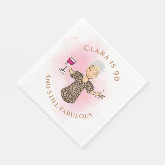 90おもしろいと素晴らしい金ゴールドピンクおもしろい90誕生日 スタンダードランチョンナプキン (角)