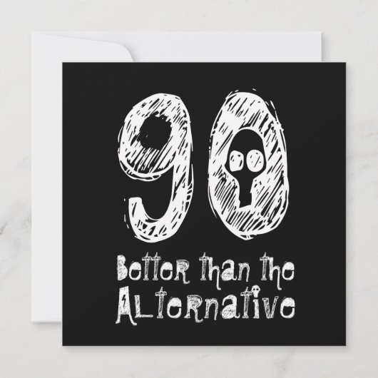 90おもしろい歳誕生日テンプレートA01G 招待状 (裏面)