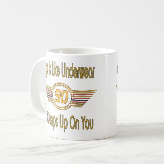 90おもしろい番目の誕生日。年は下着に似ている コーヒーマグカップ (正面左)