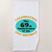90おもしろい誕生日ギャグギフト ビーチタオル (正面)