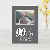 90おもしろい so何90誕生日写真 カード (黄色い花)