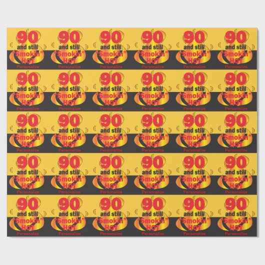90およびまだSmokin熱い|の第90誕生日 ラッピングペーパー (フラット)