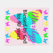 90かわいらしパーソナライズされた誕生日カスタム毛布 フリースブランケット (正面(横))