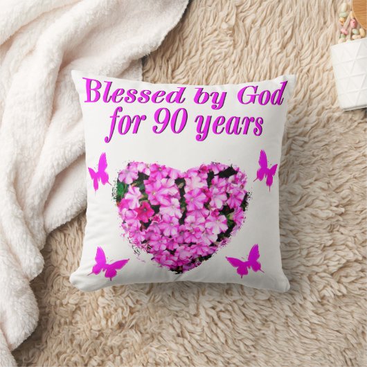 90かわいらし番目の誕生日フローラ クッション (ブランケット)