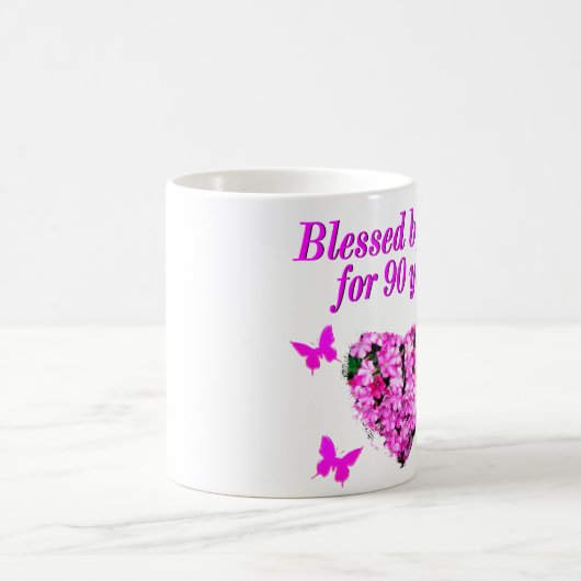 90かわいらし番目の誕生日フローラ コーヒーマグカップ (中央)