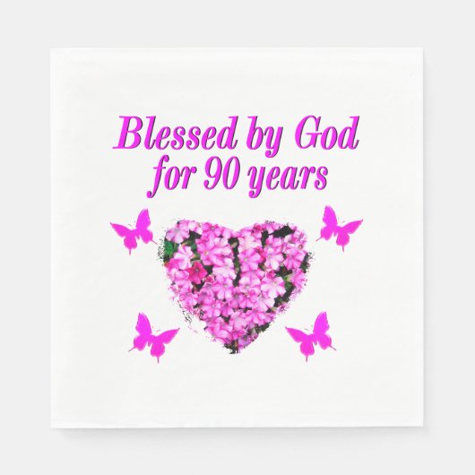 90かわいらし番目の誕生日フローラ スタンダードランチョンナプキン (正面)