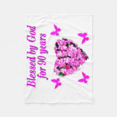 90かわいらし番目の誕生日フローラ フリースブランケット (正面)