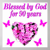 90かわいらし番目の誕生日フローラ ポスター (正面)