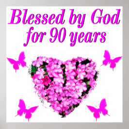 90かわいらし番目の誕生日フローラ ポスター