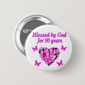 90かわいらし番目の誕生日フローラ 缶バッジ (正面&裏面)