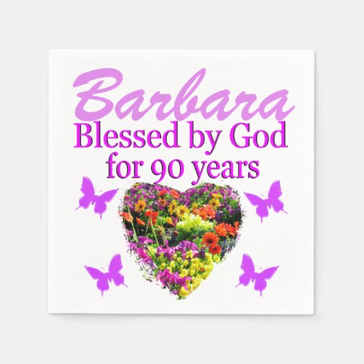 90かわいらし番誕生日フローラナプキンス スタンダードカクテルナプキン (正面)