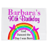 90かわいらし誕生日パーソナライズされたバッグ ラージペーパーバッグ (裏面)