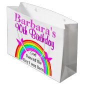 90かわいらし誕生日パーソナライズされたバッグ ラージペーパーバッグ (裏面アングル)