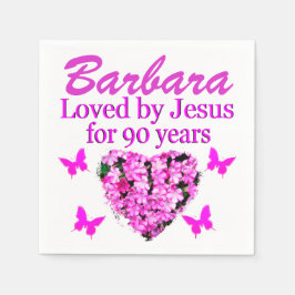 90かわいらし誕生日パーソナライズされた花ナプキンス スタンダードカクテルナプキン