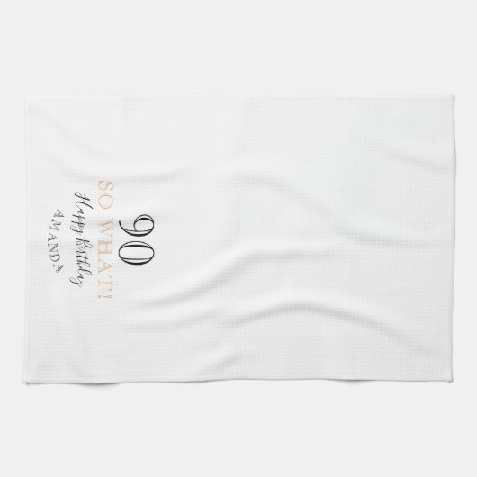 90そエレガントそ何おもしろい引用文90番目の誕生日 キッチンタオル (横)